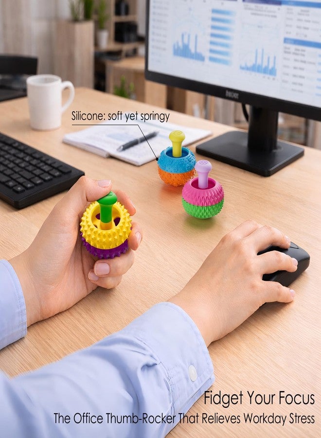 Spkwis Silicone Thumb Rocker Fidget Toys for Kids Adults ,4PCS Stress Relief Sensory Toys for Autism ADHD Anxiety,Fun Textures Gadgets,Office Desk Toy,Stocking Stuffers for Women Men Teen Gifts - Image 2